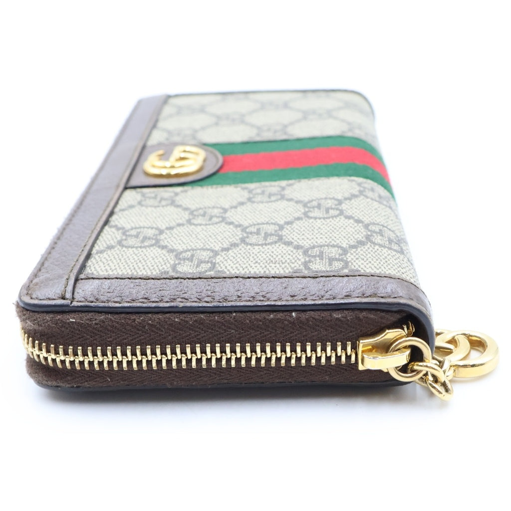 GUCCI(グッチ) GGスプリーム オフィディア 長財布 ロングウォレット カードケース ブラウン レザー 523154 ゴールド金具 レディース