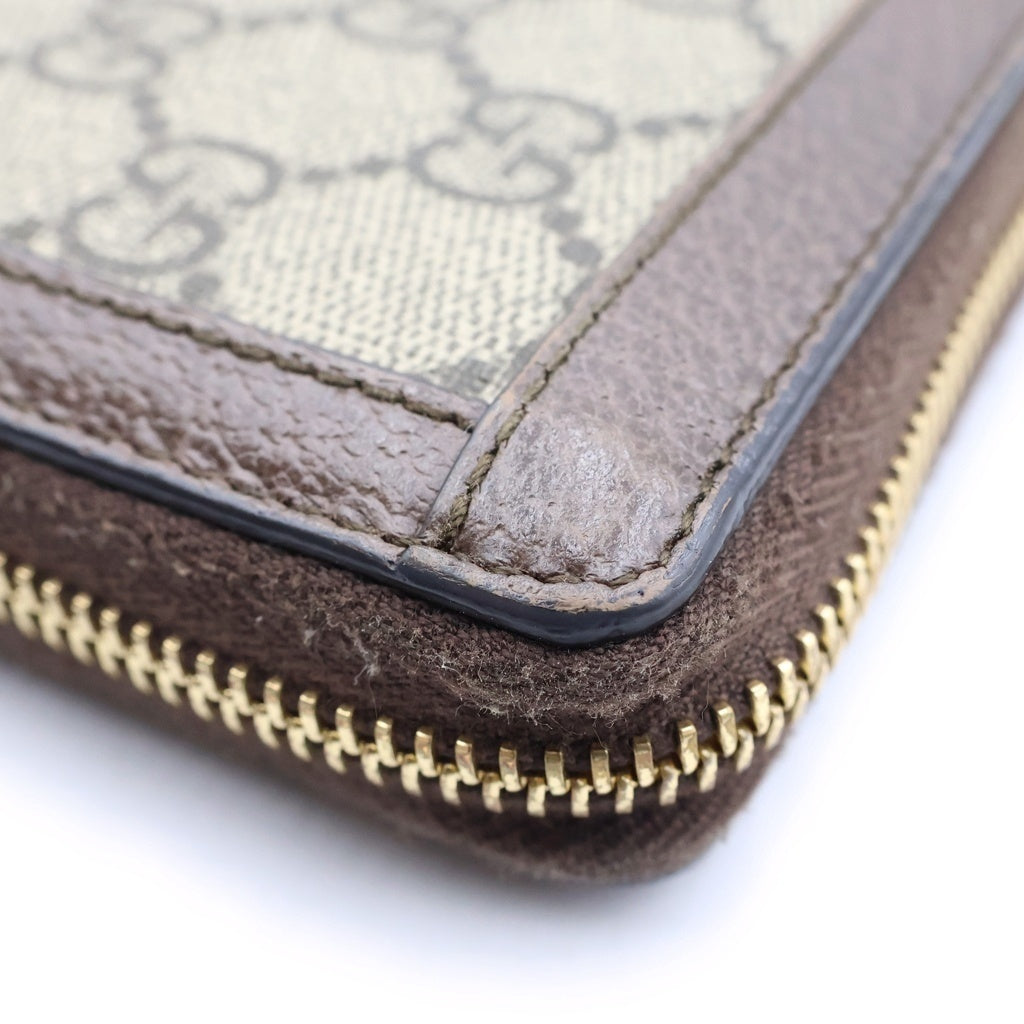 GUCCI(グッチ) GGスプリーム オフィディア 長財布 ロングウォレット カードケース ブラウン レザー 523154 ゴールド金具 レディース