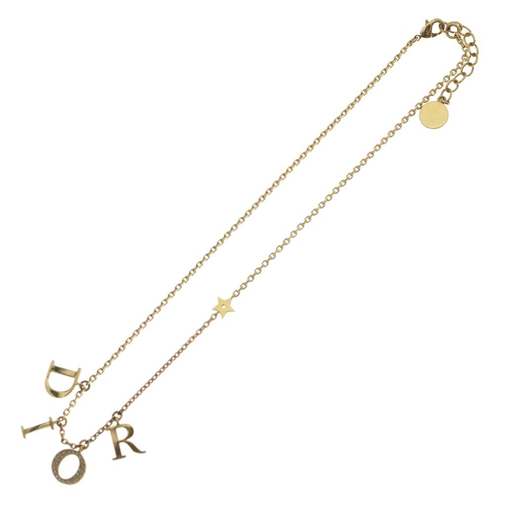 Christian Dior(クリスチャンディオール) ディオレボリューション ロゴラインストーン ネックレス ゴールド GP レディース