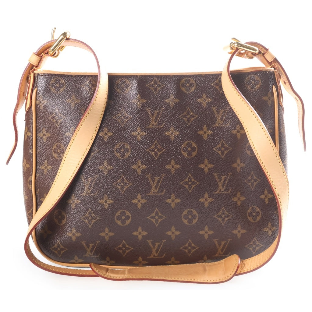 LOUIS VUITTON(ルイヴィトン) モノグラム ハドソンGM ショルダーバッグ ブラウン レザー×PVC M40045 ゴールド金具 レディース