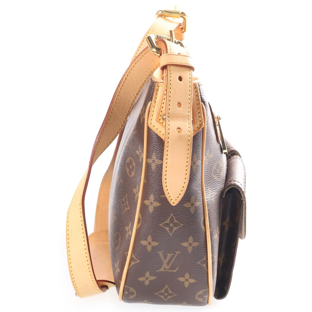 LOUIS VUITTON(ルイヴィトン) モノグラム ハドソンGM ショルダーバッグ ブラウン レザー×PVC M40045 ゴールド金具 レディース
