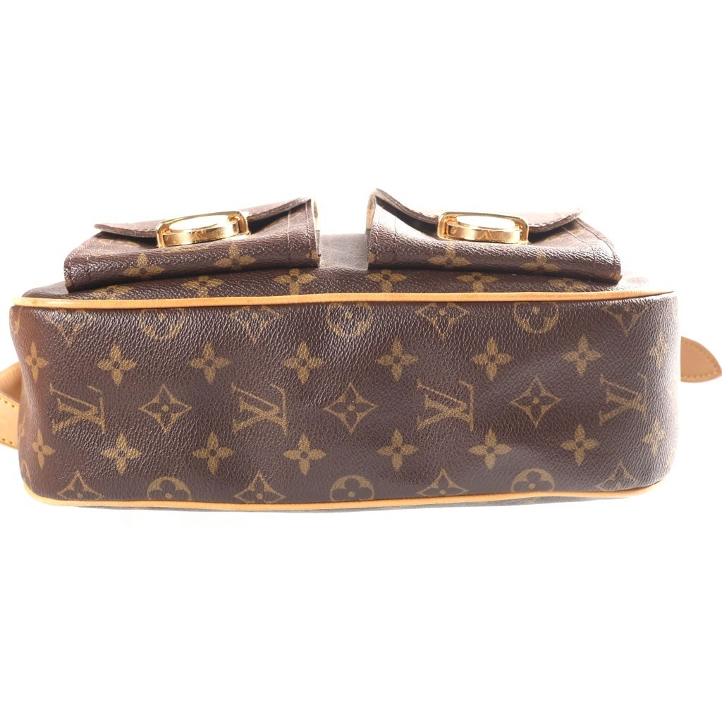 LOUIS VUITTON(ルイヴィトン) モノグラム ハドソンGM ショルダーバッグ ブラウン レザー×PVC M40045 ゴールド金具 レディース