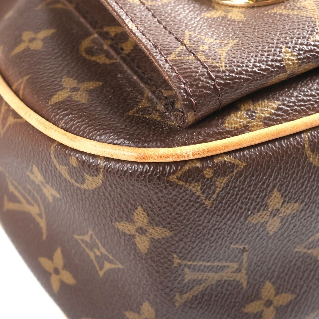 LOUIS VUITTON(ルイヴィトン) モノグラム ハドソンGM ショルダーバッグ ブラウン レザー×PVC M40045 ゴールド金具 レディース