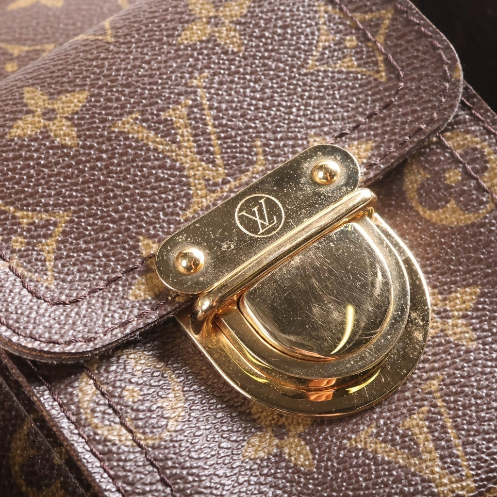 LOUIS VUITTON(ルイヴィトン) モノグラム ハドソンGM ショルダーバッグ ブラウン レザー×PVC M40045 ゴールド金具 レディース
