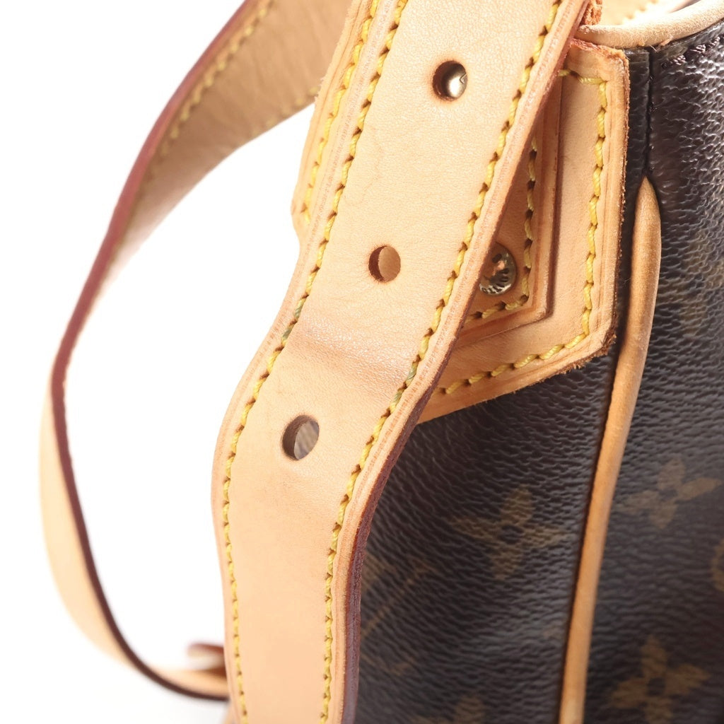 LOUIS VUITTON(ルイヴィトン) モノグラム ハドソンGM ショルダーバッグ ブラウン レザー×PVC M40045 ゴールド金具 レディース
