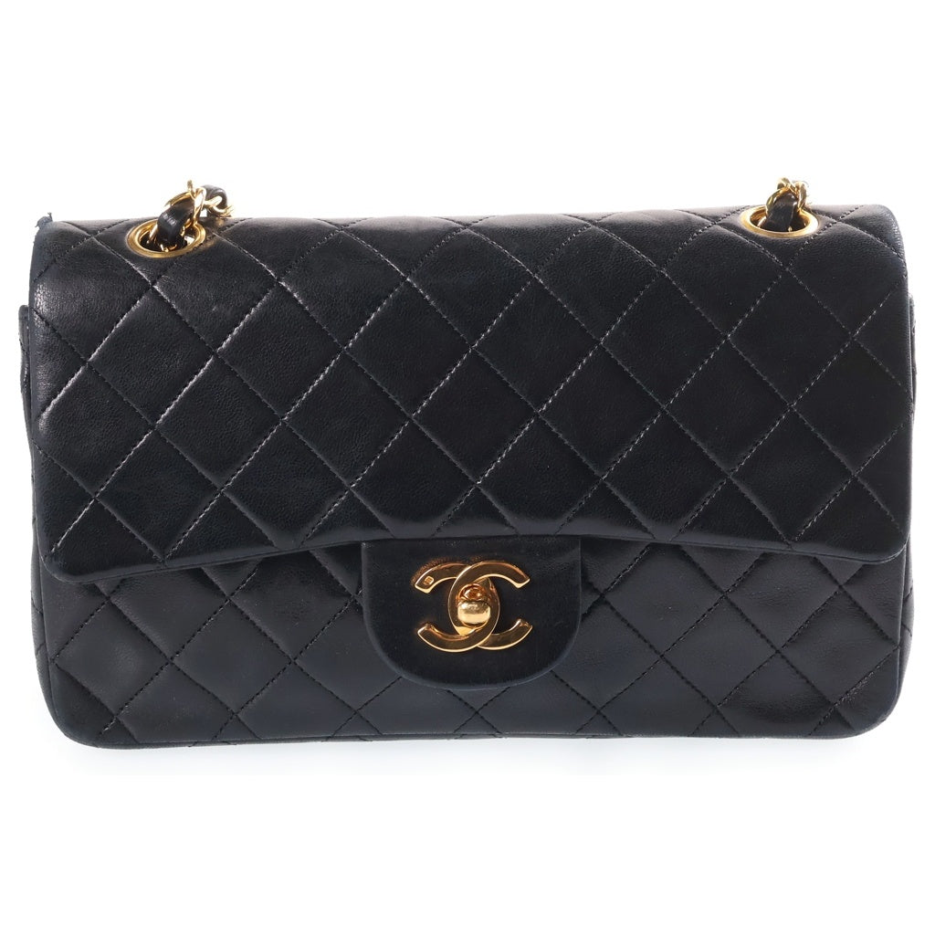 CHANEL(シャネル) マトラッセ23 WフラップWチェーンショルダーバッグ ブラック ラムスキン 1番台 ゴールド金具 レディース