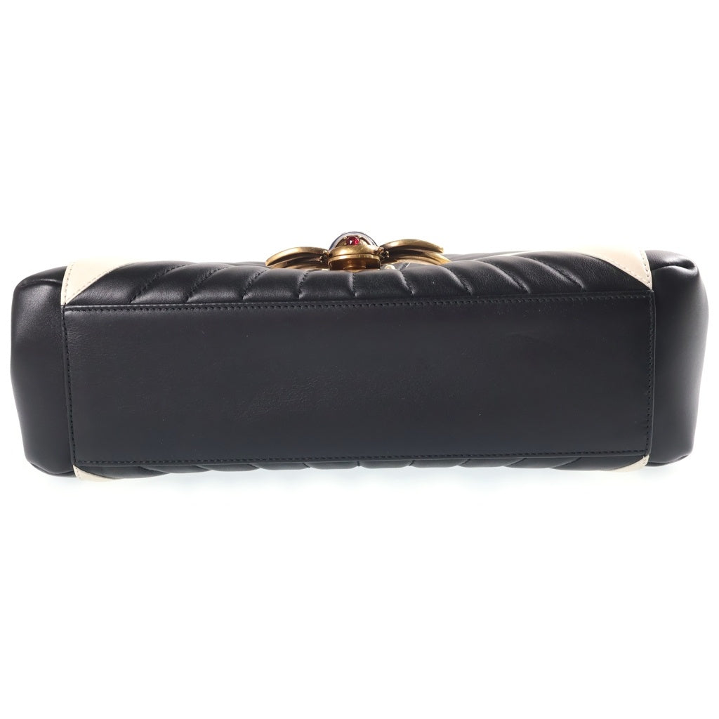 GUCCI(グッチ) クイーンマーガレット ハンドバック トップハンドル バンブー レザー ブラック/ホワイト 476531 レディース