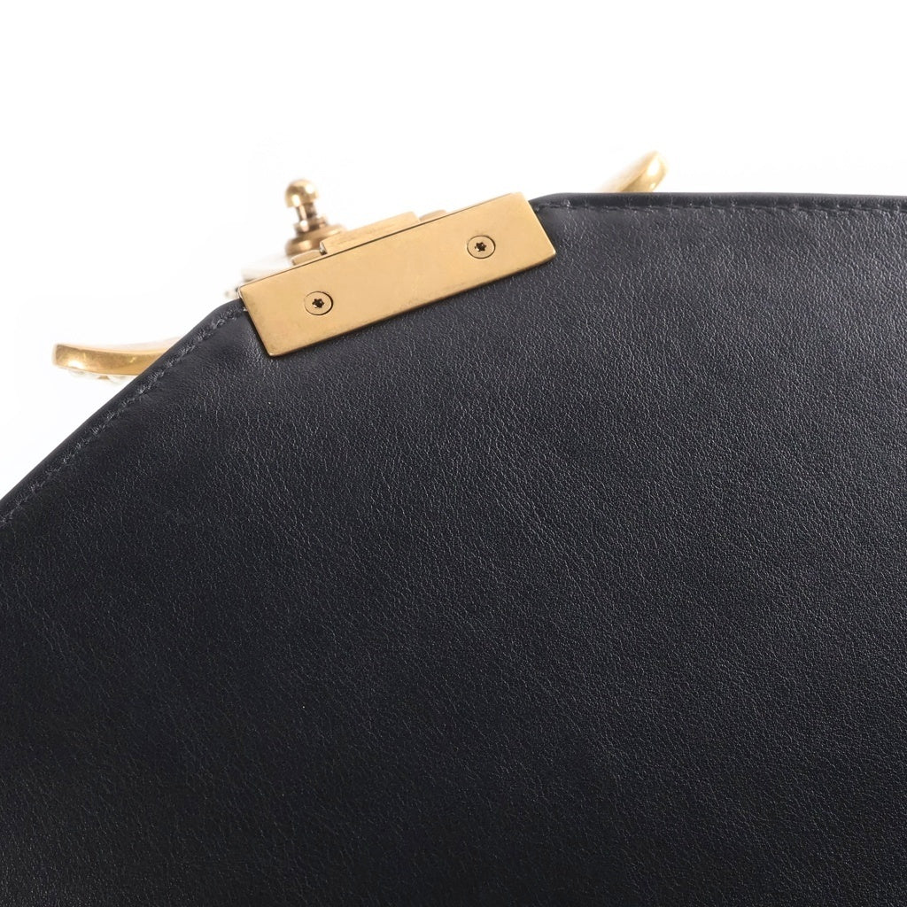 GUCCI(グッチ) クイーンマーガレット ハンドバック トップハンドル バンブー レザー ブラック/ホワイト 476531 レディース