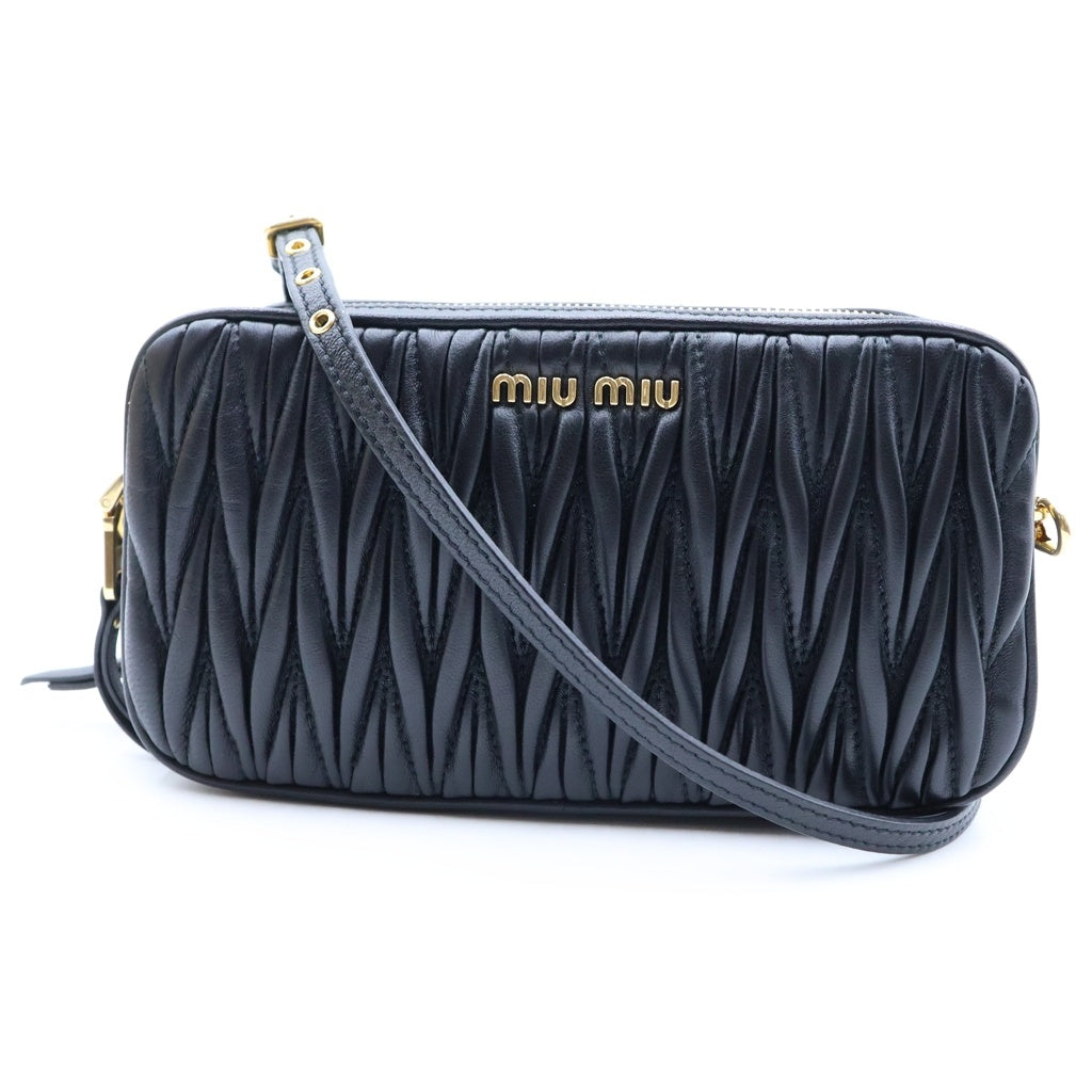 miumiu(ミュウミュウ) マテラッセ ショルダーバッグ ポシェット レザー ブラック 5NF011 レディース