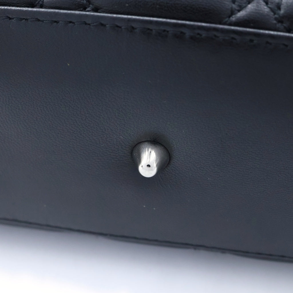 Christian Dior(クリスチャンディオール) レディディオール カナージュ トートバッグ ハンドバッグ ブラック レザー シルバー金具 レディース