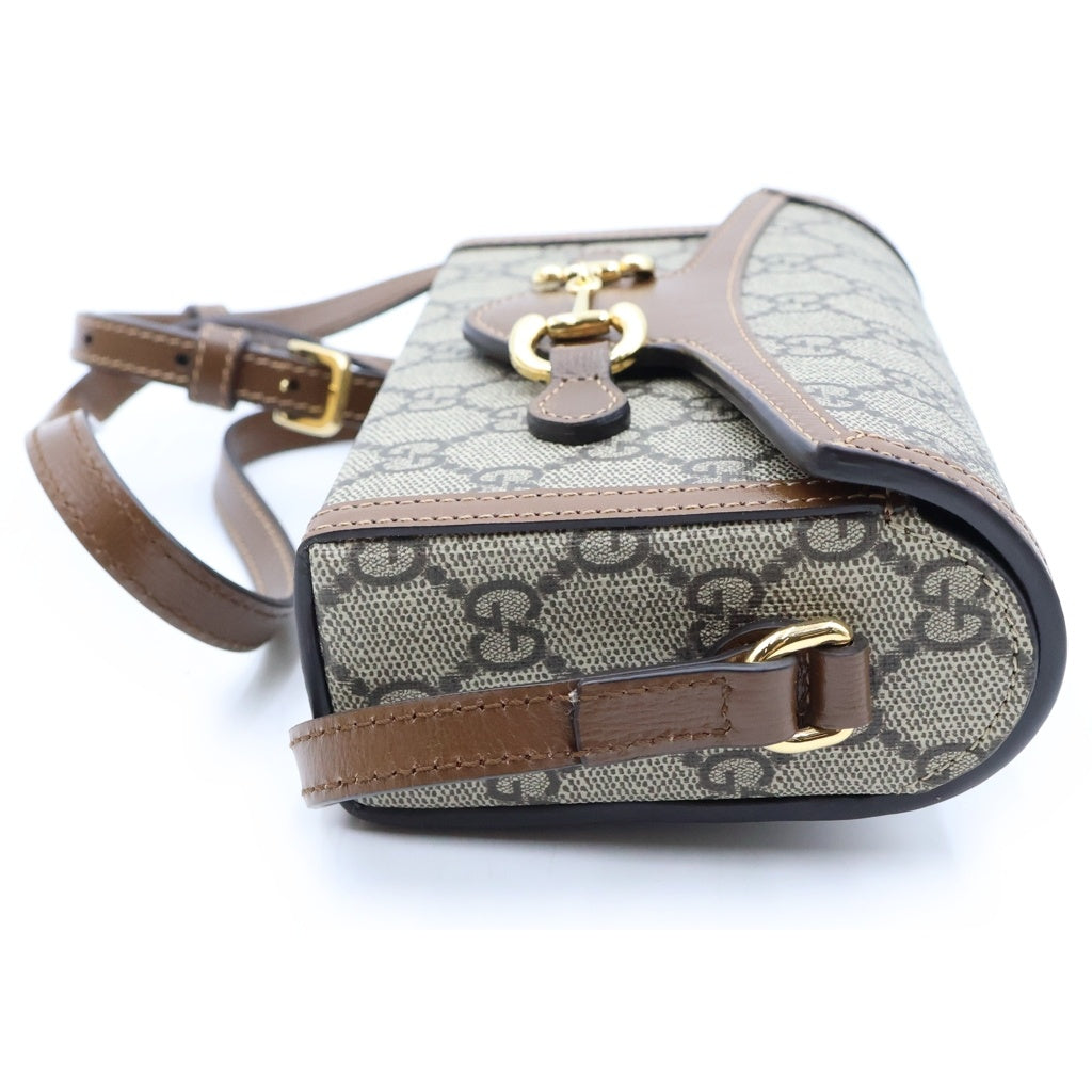 GUCCI(グッチ) GGスプリーム ホースビット1955 ミニ ショルダーバッグ PVCレザー ベージュ/ブラウン 699296 レディース