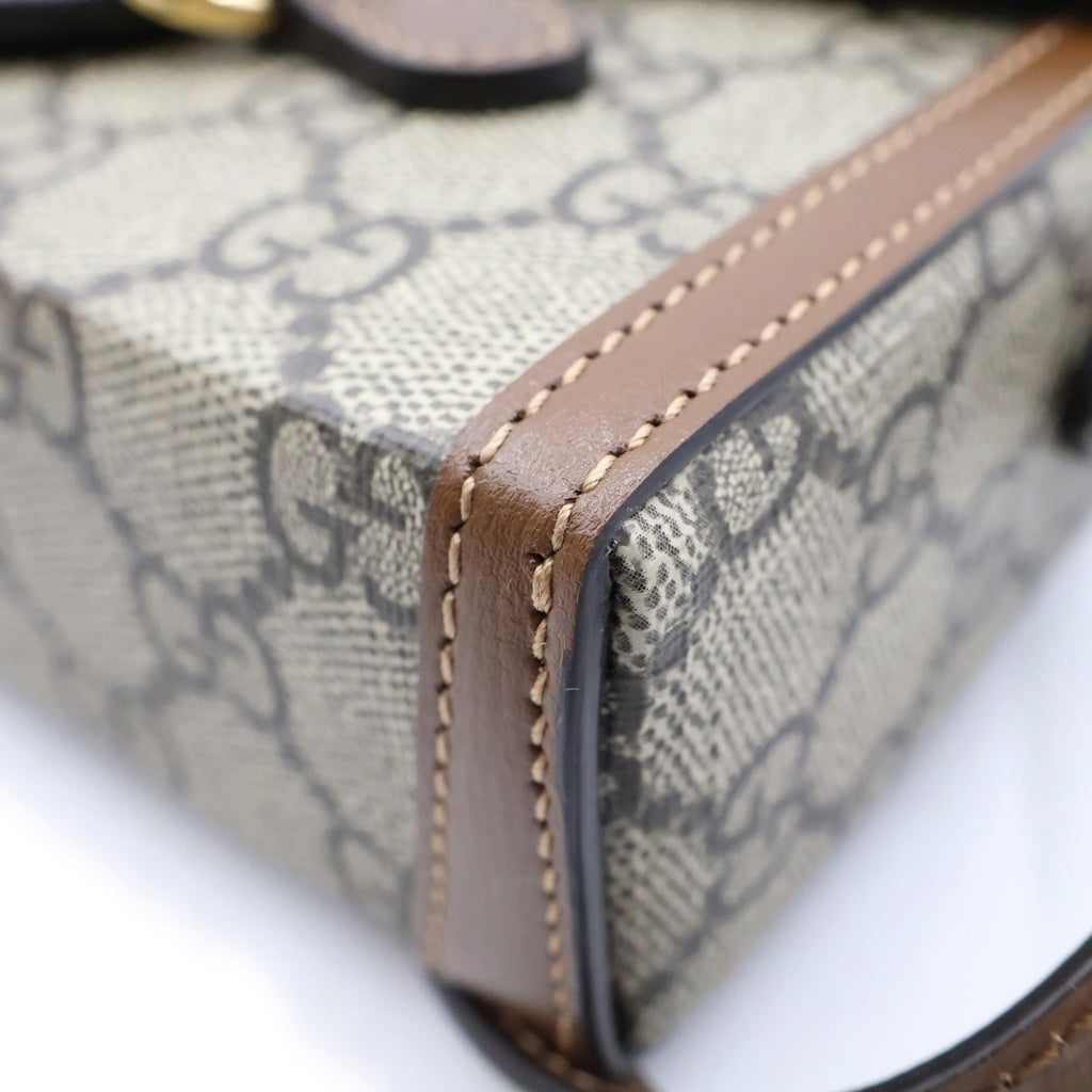 GUCCI(グッチ) GGスプリーム ホースビット1955 ミニ ショルダーバッグ PVCレザー ベージュ/ブラウン 699296 レディース