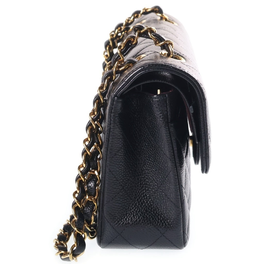 CHANEL(シャネル) マトラッセ23 ココマーク Wフラップ Wチェーン ショルダーバッグ ゴールド金具 キャビアスキン ブラック レディース