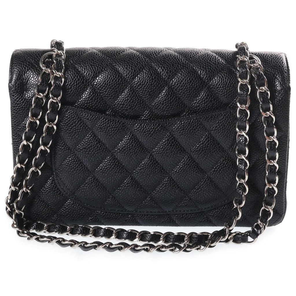 CHANEL(シャネル) マトラッセ23 ココマーク Wフラップ Wチェーン ショルダーバック シルバー金具 キャビアスキン レディース