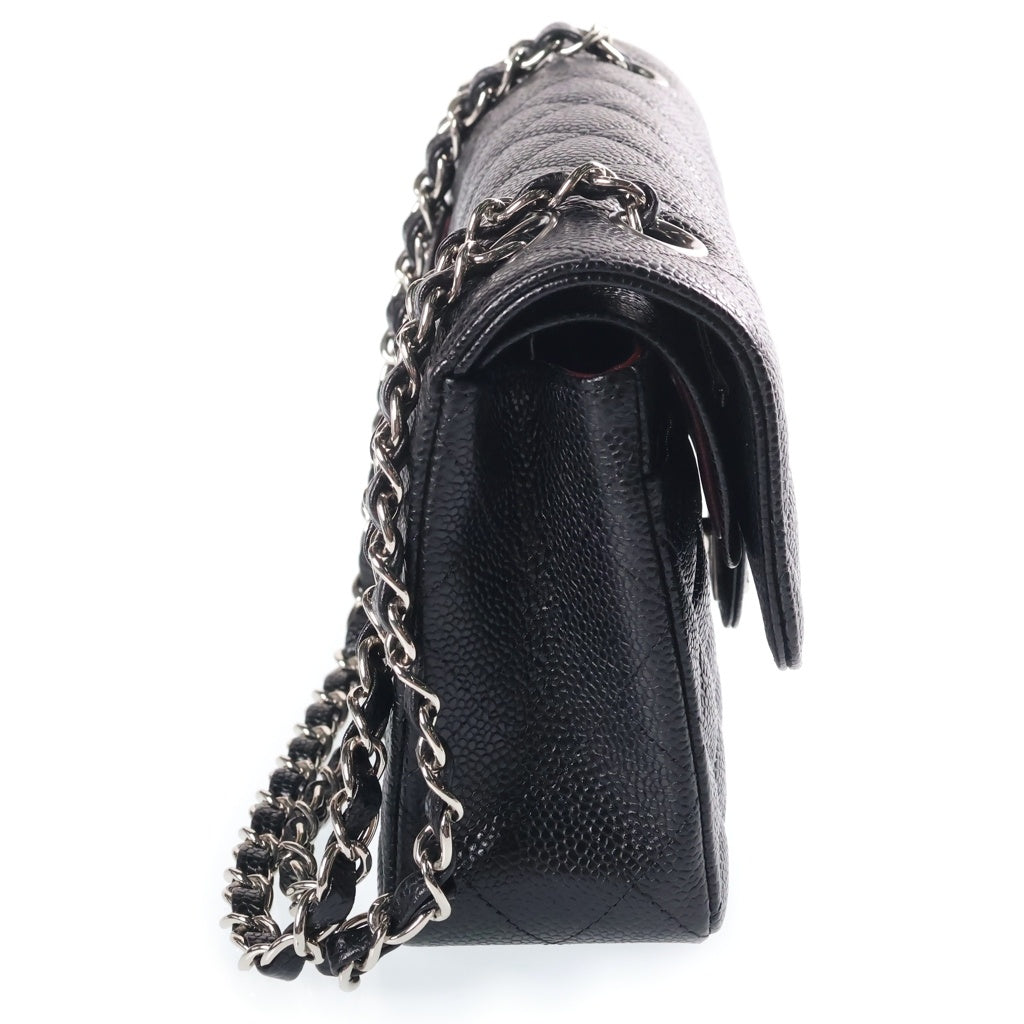 CHANEL(シャネル) マトラッセ23 ココマーク Wフラップ Wチェーン ショルダーバック シルバー金具 キャビアスキン レディース