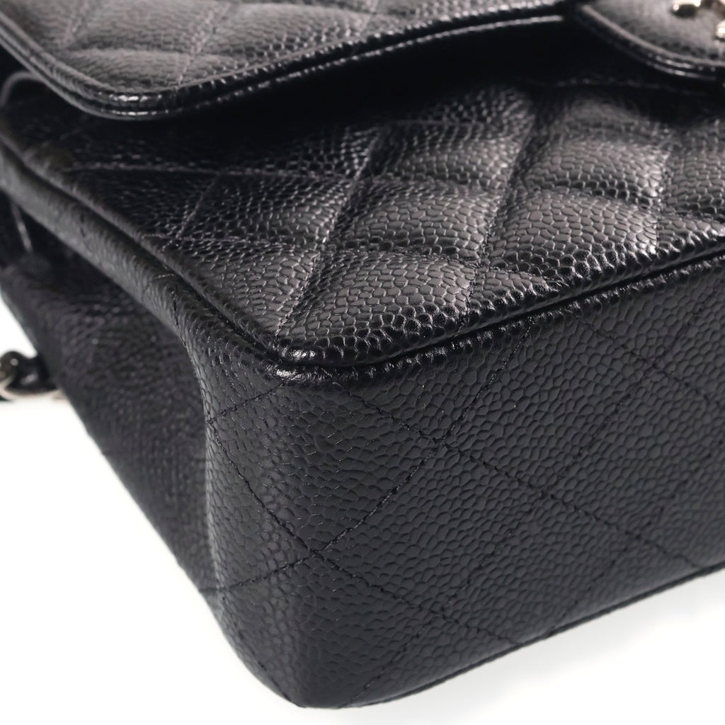 CHANEL(シャネル) マトラッセ23 ココマーク Wフラップ Wチェーン ショルダーバック シルバー金具 キャビアスキン レディース