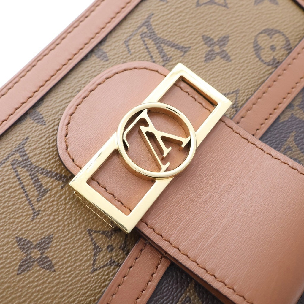 LOUIS VUITTON(ルイヴィトン) モノグラムリバース ドーフィーヌMM 2WAYハンドバッグ ショルダーバッグ ブラウン レザー×PVC M45958 ゴールド金具 レディース