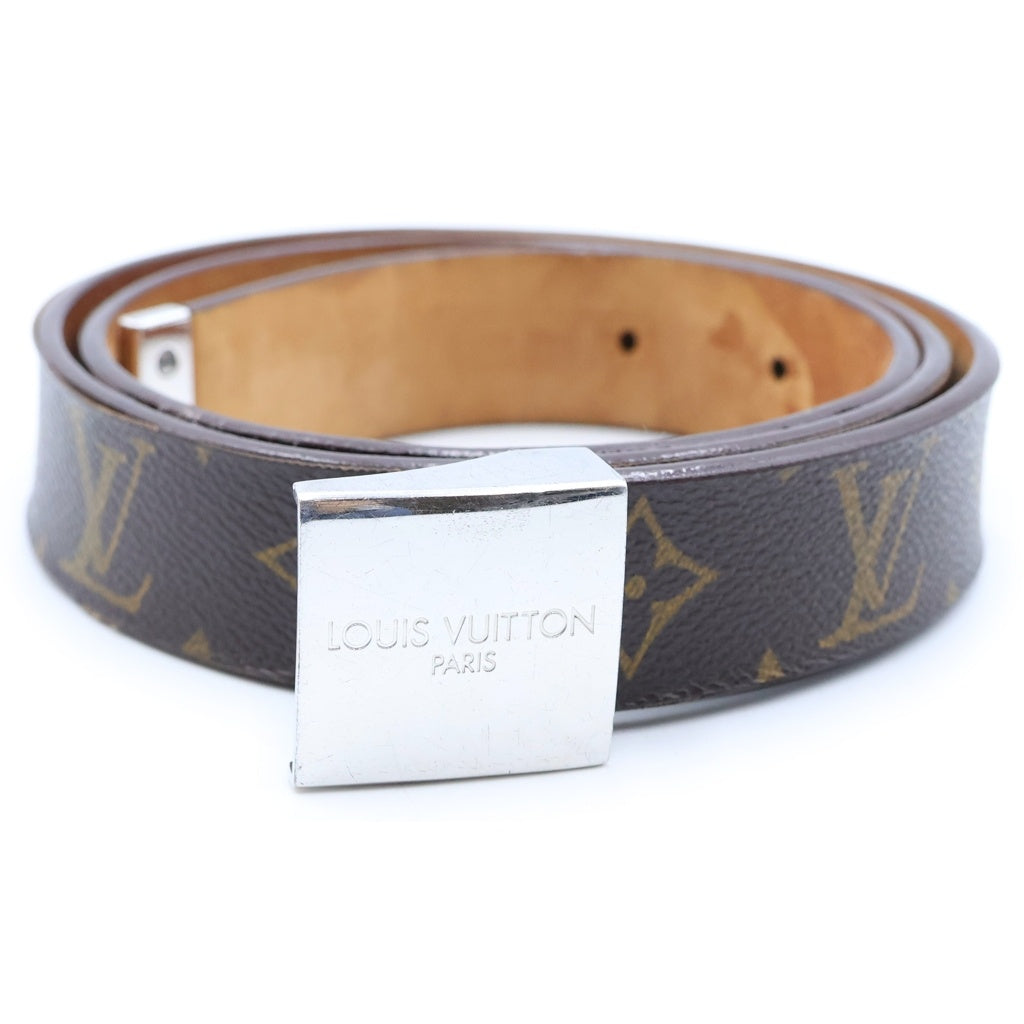 LOUIS VUITTON(ルイヴィトン) モノグラム サンチュール ベルト シルバー金具 レザー ブラウン M6801