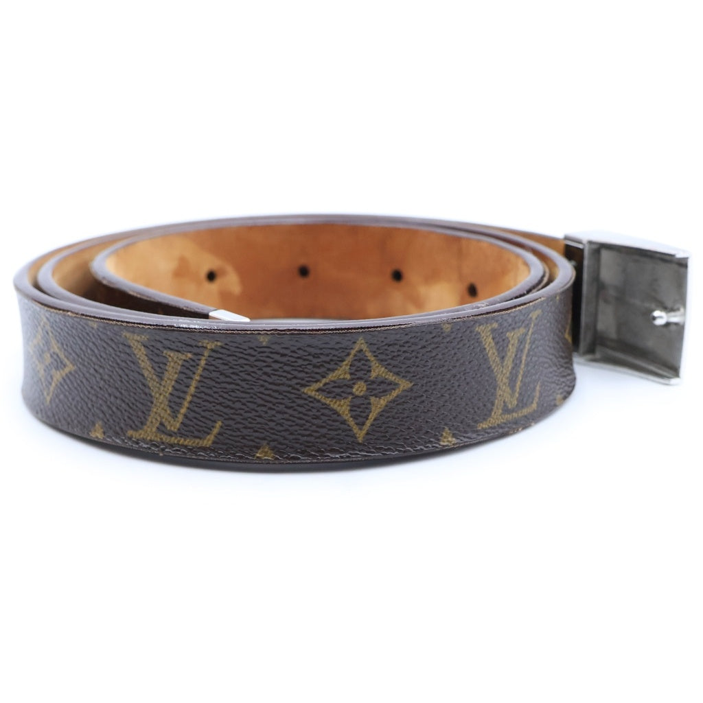 LOUIS VUITTON(ルイヴィトン) モノグラム サンチュール ベルト シルバー金具 レザー ブラウン M6801