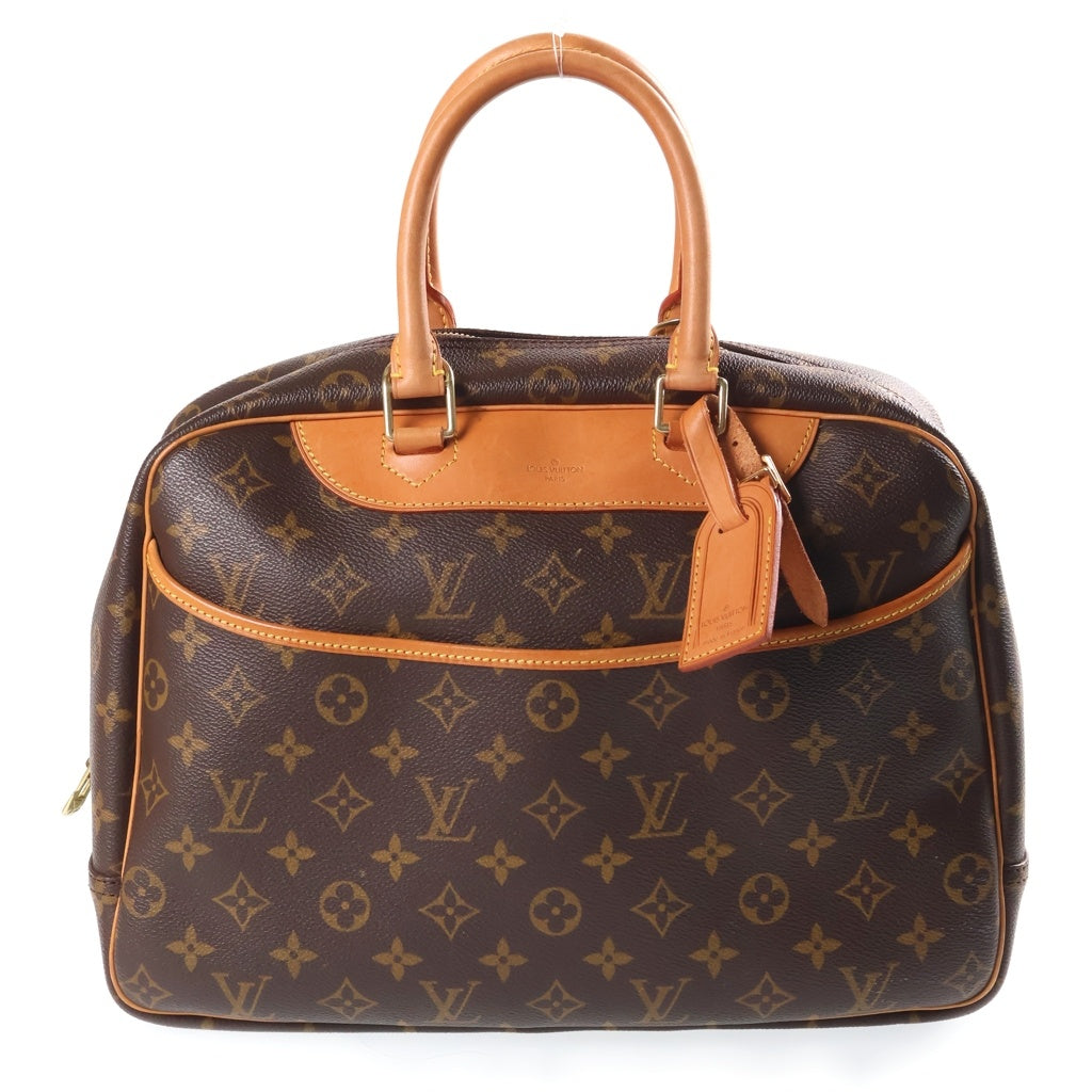 LOUIS VUITTON(ルイヴィトン) モノグラム ドーヴィル ハンドバッグ ブラウン レザー×PVC M47270 ゴールド金具 レディース