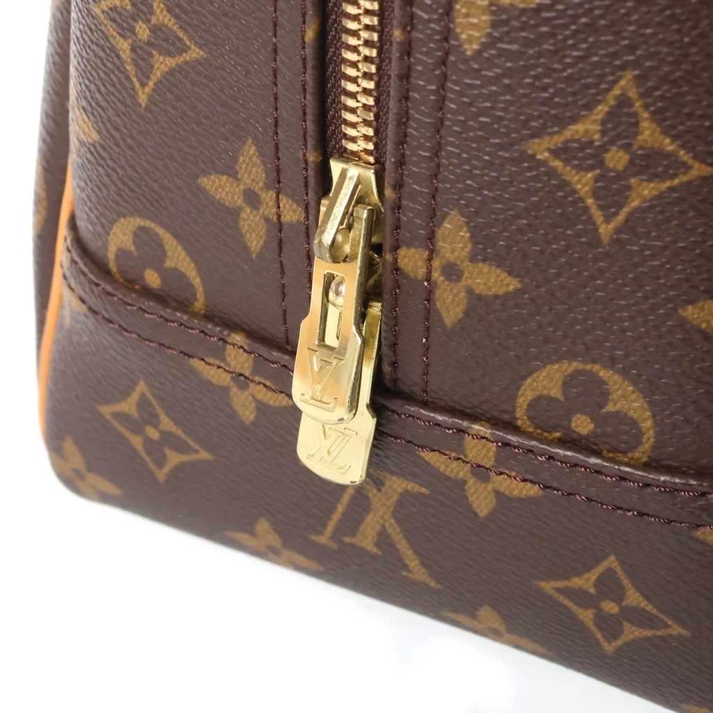 LOUIS VUITTON(ルイヴィトン) モノグラム ドーヴィル ハンドバッグ ブラウン レザー×PVC M47270 ゴールド金具 レディース