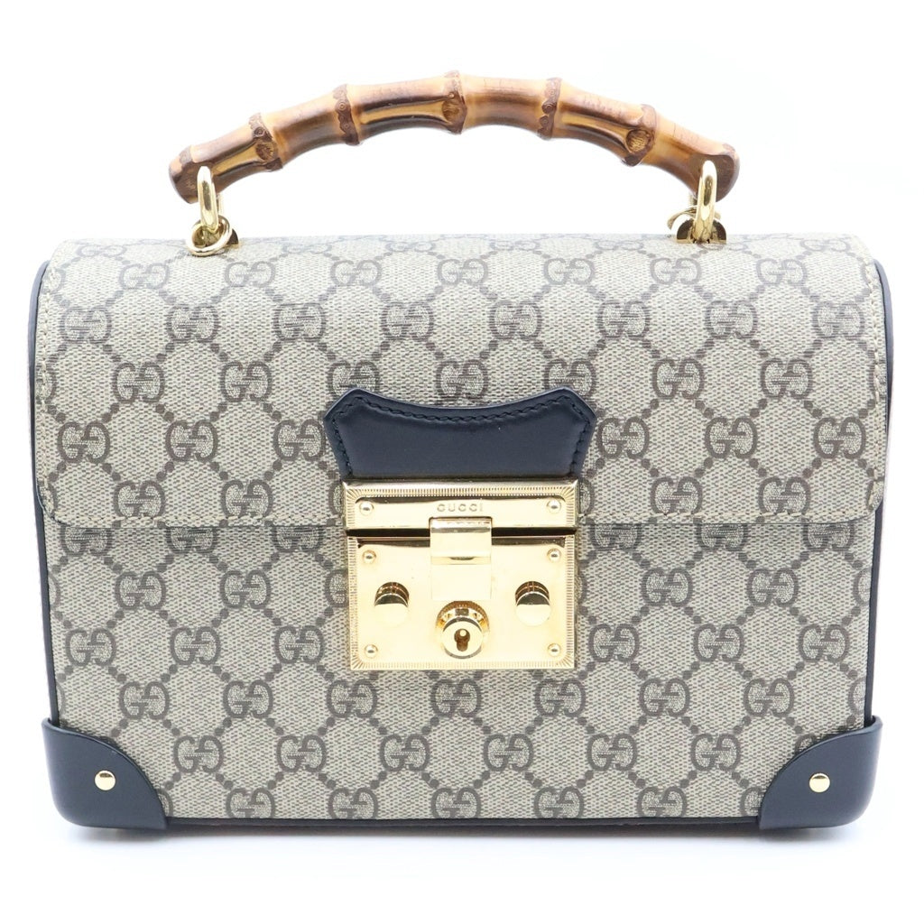 GUCCI(グッチ) GGスモール バンブー パドロック 2WAYチェーンショルダーバッグ ハンドバッグ ベージュ PVCレザー 603221 ゴールド金具 レディース