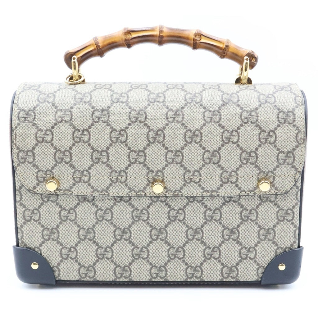 GUCCI(グッチ) GGスモール バンブー パドロック 2WAYチェーンショルダーバッグ ハンドバッグ ベージュ PVCレザー 603221 ゴールド金具 レディース