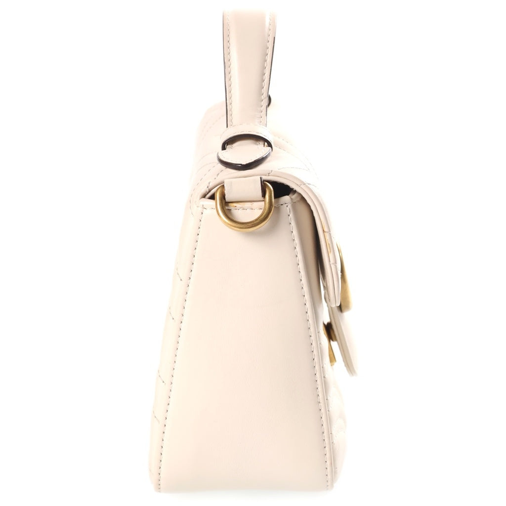 GUCCI(グッチ) GGマーモント ミニ レザー 2WAY トップハンドル チェーンショルダーバッグ ゴールド金具 アイボリー 547260 レディース