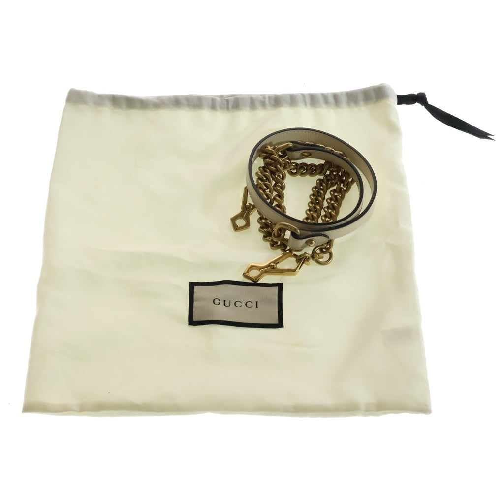 GUCCI(グッチ) GGマーモント ミニ レザー 2WAY トップハンドル チェーンショルダーバッグ ゴールド金具 アイボリー 547260 レディース