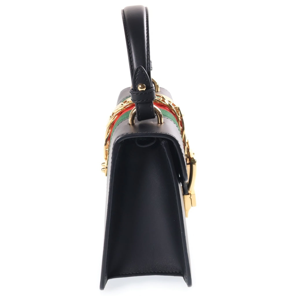 GUCCI(グッチ) シルヴィミニ シェリーライン レザー 2WAY ハンド ショルダーバッグ ゴールド金具 ブラック 470270 レディース