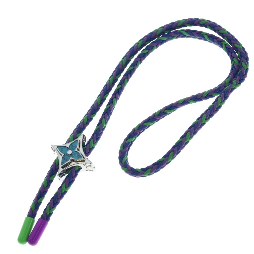 LOUIS VUITTON(ルイヴィトン) コリエ ボロ モノグラム ビッグ パーティー ネックレス ループタイ ネックストラップ チョーカー ターコイズ M01046