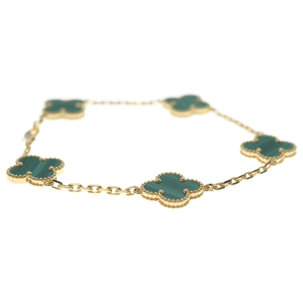 Van Cleef & Arpels(ヴァンクリーフアンドアーペル) ヴィンテージアルハンブラ 5モチーフ マラカイト ブレスレット グリーン×イエローゴールド Au750YG VCARL80900 レディース