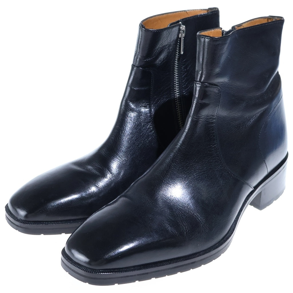 alfredoBANNISTER(アルフレッドバニスター) Side Zip Ankle Boots サイドジップ アンクルブーツ シューズ 革靴 レザー スクエアトゥ ブラック