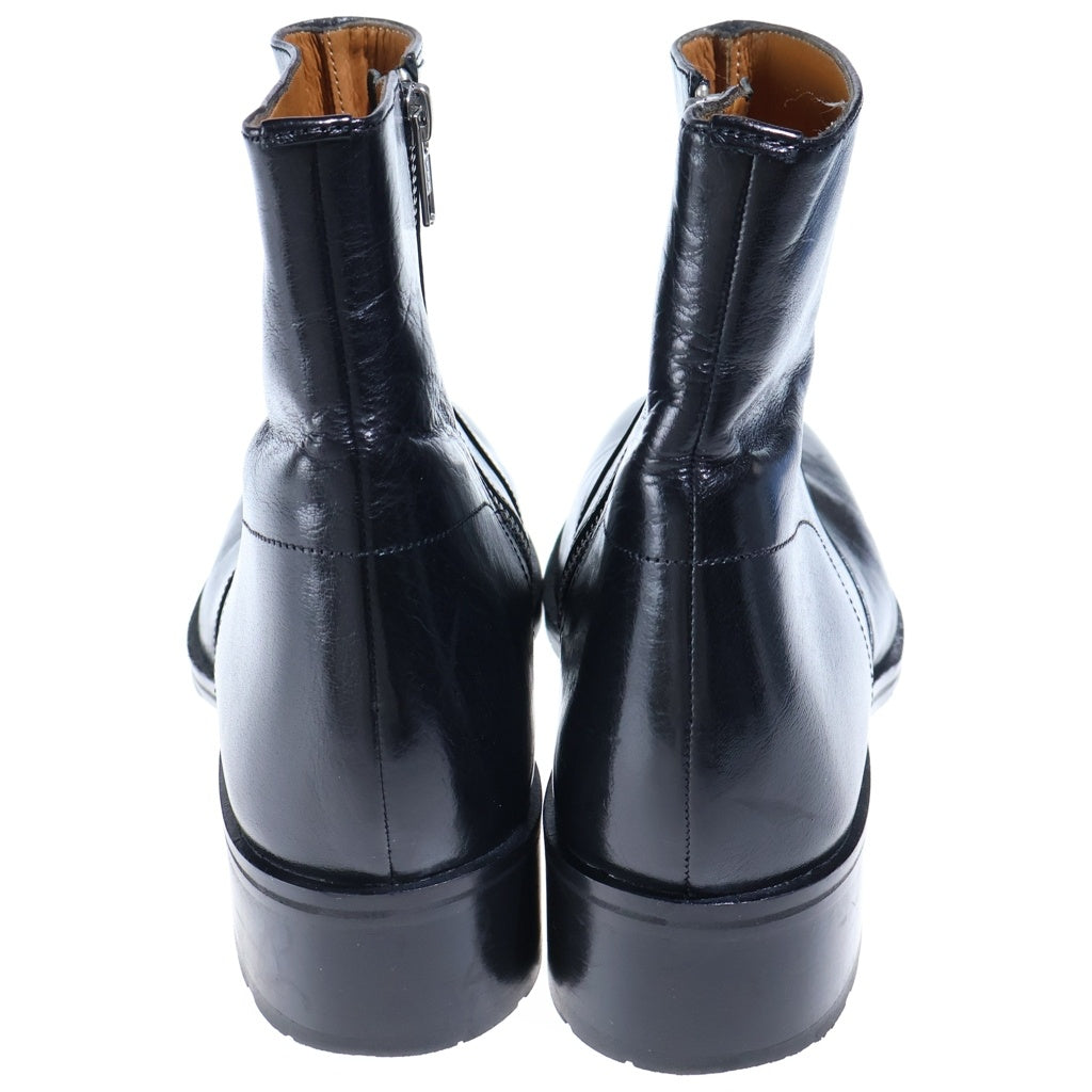alfredoBANNISTER(アルフレッドバニスター) Side Zip Ankle Boots サイドジップ アンクルブーツ シューズ 革靴 レザー スクエアトゥ ブラック