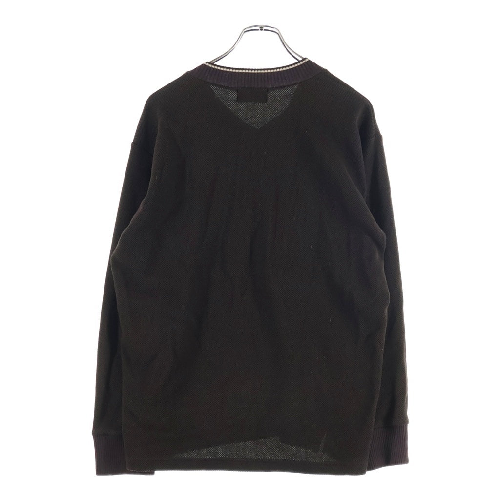 kolor(カラー) 24AW Stitch Design Knit 襟ステッチデザイン 長袖ニット セーター ロゴ刺繍 サーマル地 ブラウン 24WCM-T04202