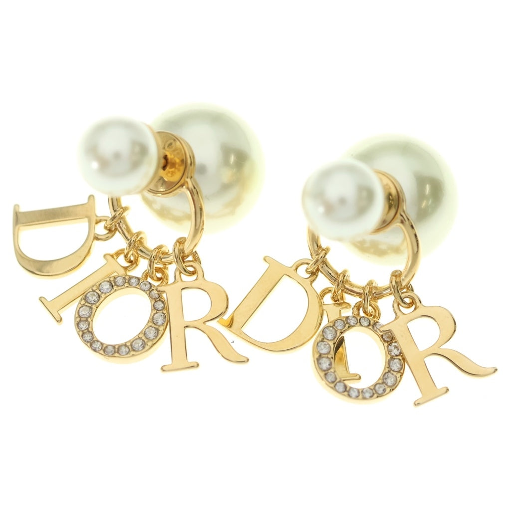 DIOR(ディオール) トライバル ロゴラインストーン パールピアス ゴールド E1411TRICY_D301 レディース