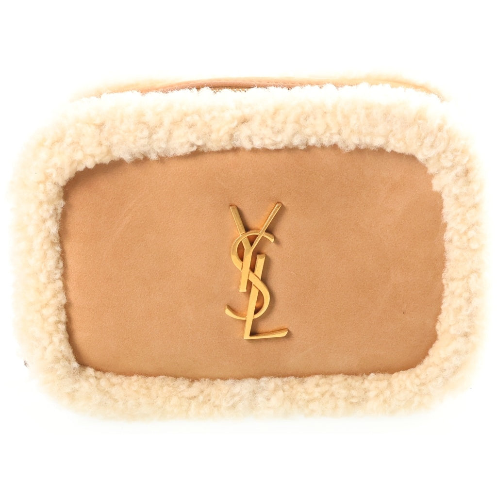 SAINT LAURENT PARIS(サンローランパリ) ムートン ボディバッグ ショルダーバッグ ベージュ ボア 614040 ゴールド金具 レディース