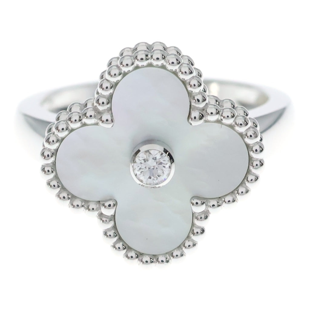 Van Cleef & Arpels(ヴァンクリーフアンドアーペル) ヴィンテージアルハンブラ 1PD ダイヤ リング 指輪 K18WG ホワイトゴールド VCARF48951 レディース