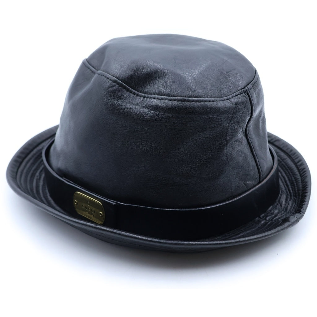 GUCCI(グッチ) ■GG金具 ハット レザー 黒