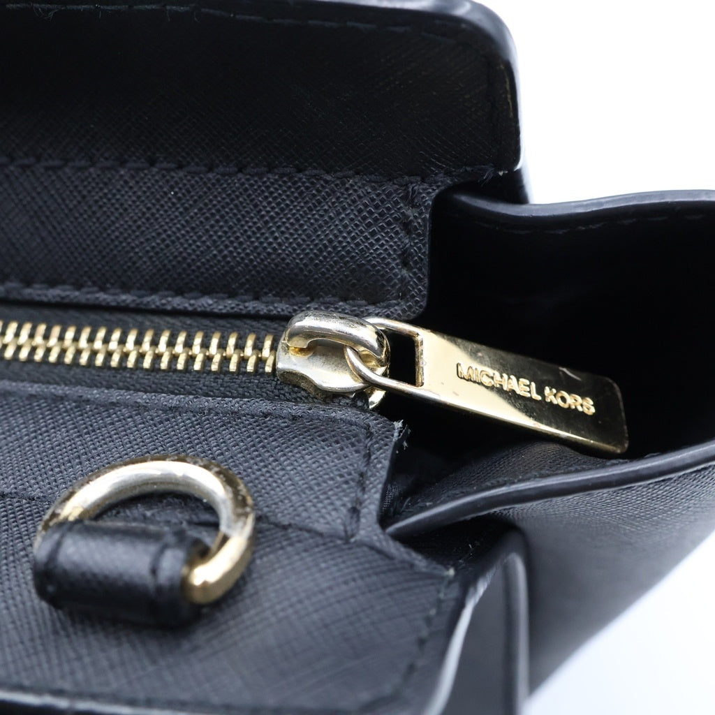 MICHAEL KORS(マイケルコース) ロゴ レザー 2WAY ハンド ショルダーバッグ ブラック ゴールド金具 レディース