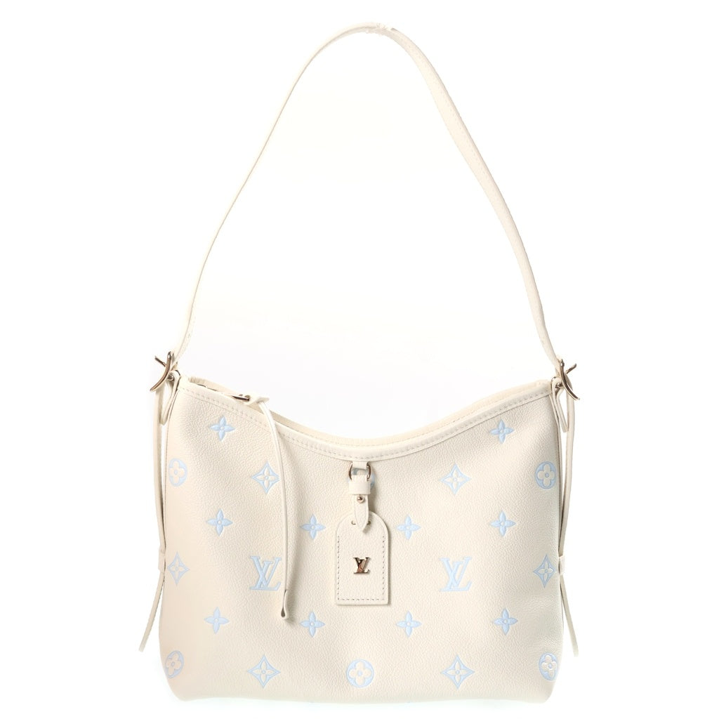 LOUIS VUITTON(ルイヴィトン) キャリーオールPM モノグラム アンプラント レザー ワンショルダーバッグ ゴールド金具 ホワイト/ライトブルー M27573 レディース