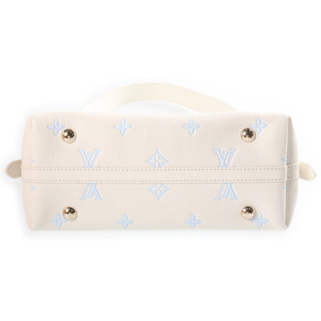 LOUIS VUITTON(ルイヴィトン) キャリーオールPM モノグラム アンプラント レザー ワンショルダーバッグ ゴールド金具 ホワイト/ライトブルー M27573 レディース