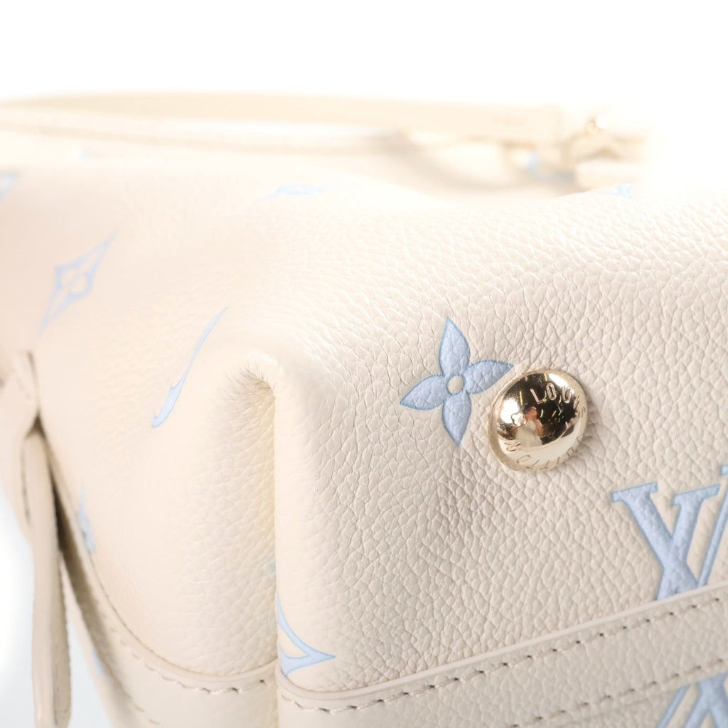 LOUIS VUITTON(ルイヴィトン) キャリーオールPM モノグラム アンプラント レザー ワンショルダーバッグ ゴールド金具 ホワイト/ライトブルー M27573 レディース