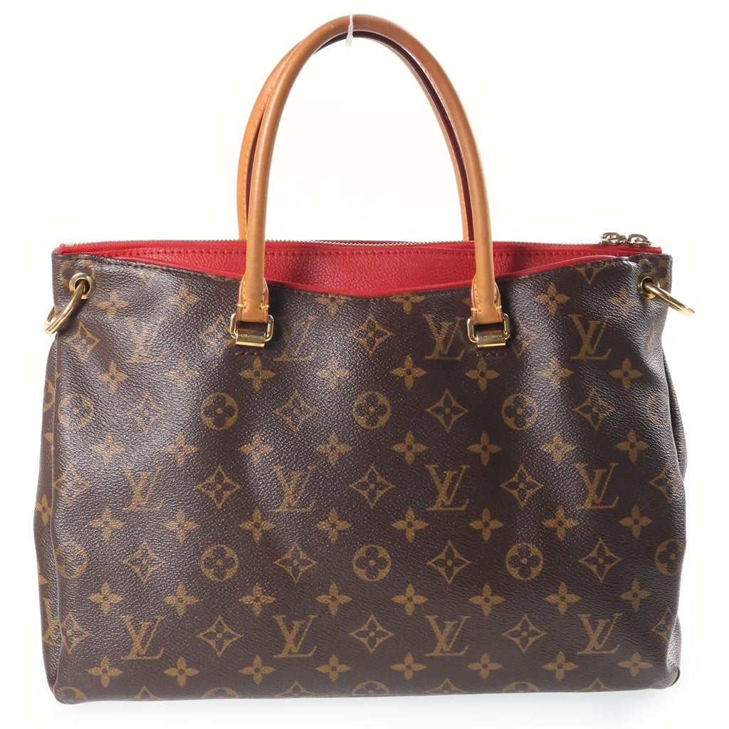 LOUIS VUITTON(ルイヴィトン) モノグラム パラス 2WAYハンドバッグ ショルダーバッグ ブラウン×レッド レザー×PVC M41175 ゴールド金具 レディース