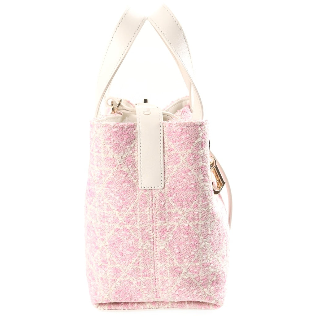 Christian Dior(クリスチャンディオール) トゥジュール バーティカル 2WAYハンドバッグ ショルダーバッグ ピンク レザー×キャンバス ゴールド金具 レディース