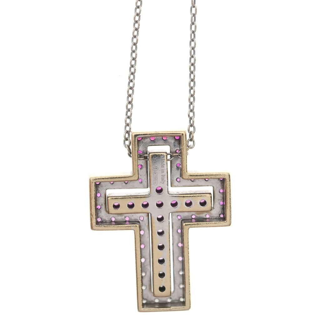 DAMIANI(ダミアーニ) ベルエポック ロッソ クロス ルビー ピンクサファイア ネックレス ペンダント K18WG ホワイトゴールド/ピンク レディース
