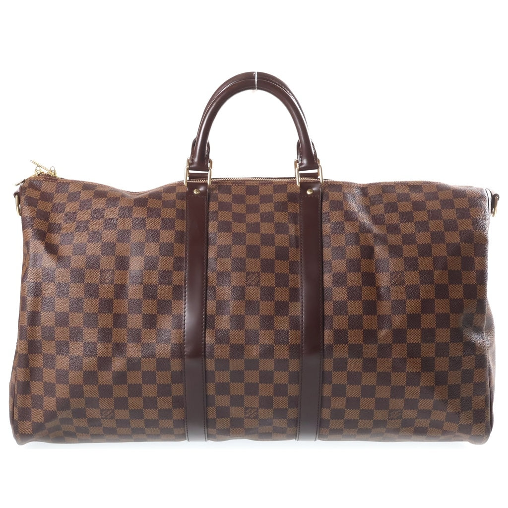 LOUIS VUITTON(ルイヴィトン) ダミエ キーポルバンドリエール55 ボストンバッグ トラベルバッグ ハンドバッグ ショルダーバッグ ブラウン レザー×PVC N41414 ゴールド金具 レディース
