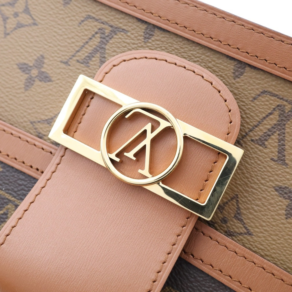 LOUIS VUITTON(ルイヴィトン) モノグラムリバース ドーフィーヌMM PVC レザー チェーンショルダーバッグ ブラウン M45958 RFID レディース