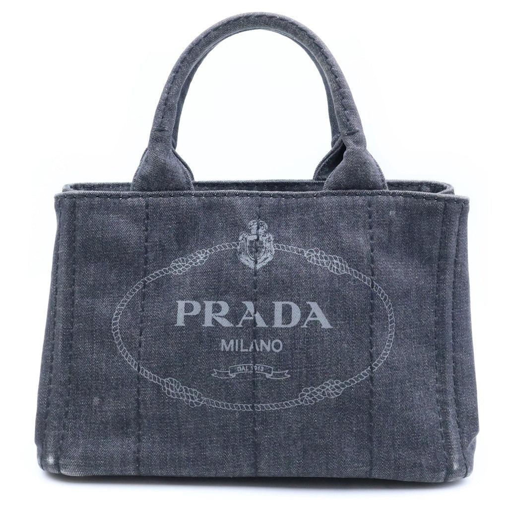PRADA(プラダ) カナパ ミニ デニム ハンドバッグ ブラック 1BG439 レディース