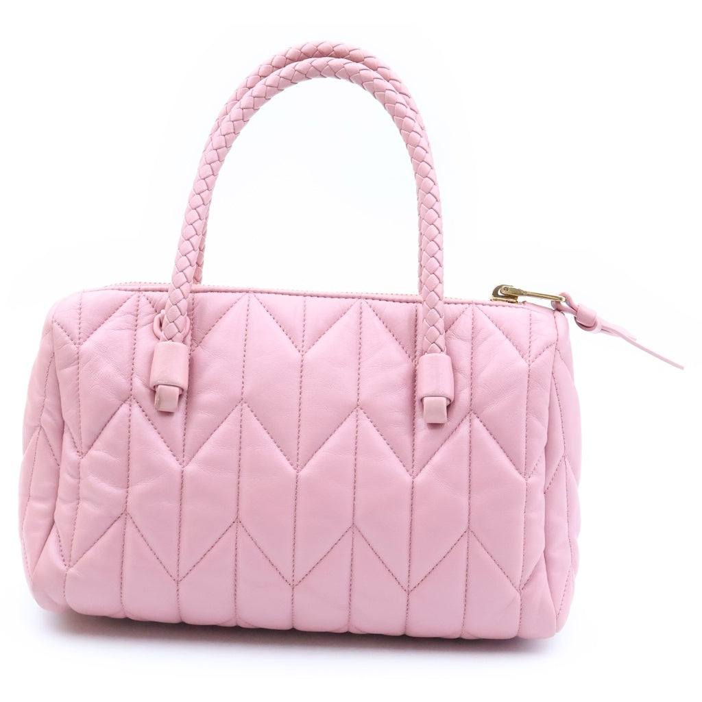 miumiu(ミュウミュウ) マテラッセ ミニ ラムスキン レザー ハンドバッグ ピンク ゴールド金具 レディース
